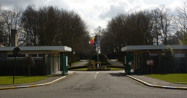 The entrance to the Schaerbeek cemetery in Brussels, Belgium.