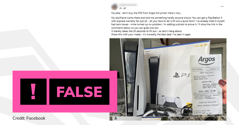 False Argos offer